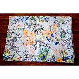 Watercolor Floral Tablecloth Oblong Orange Blue Black Daisy Cottage 80x60